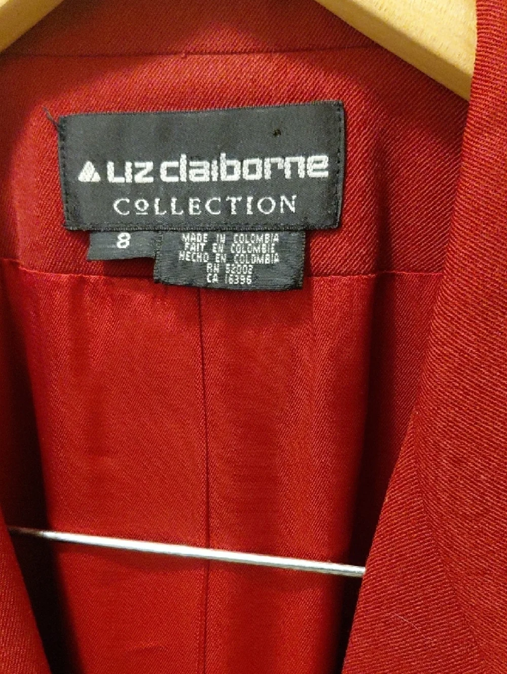 Liz Claiborne Deep Red Double-Breasted Blazer with Gold Buttons